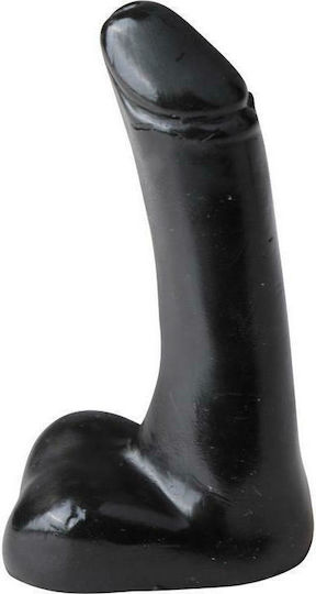 All Black Microdick Realistisches Dildo mit Hoden und Saugnapf Schwarz 9cm