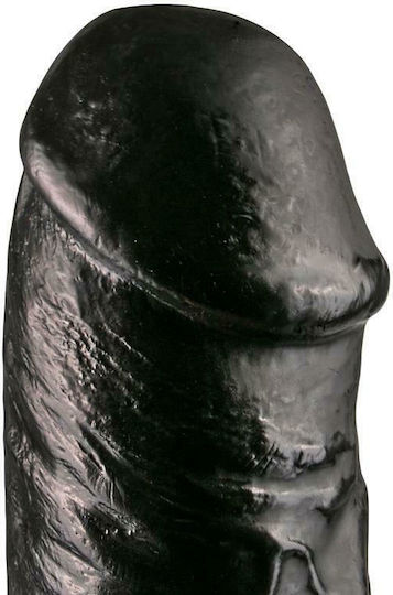 All Black Bratwurst Ρεαλιστικό Dildo με Όρχεις και Βεντούζα Μαύρο 29cm