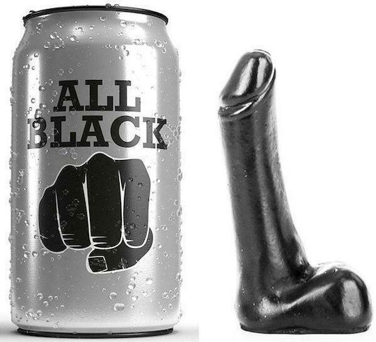 All Black Microdick Realistisches Dildo mit Hoden und Saugnapf Schwarz 9cm