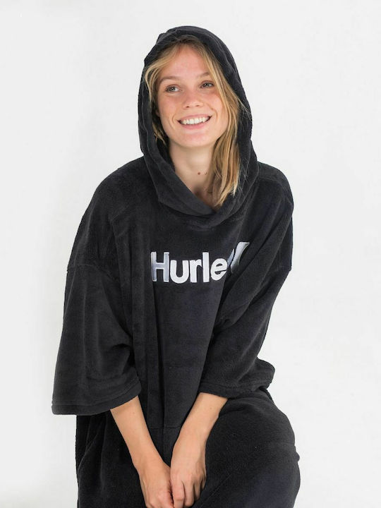 Hurley One & Only Πόντσο Θαλάσσης από Μικροΐνες Μαύρο