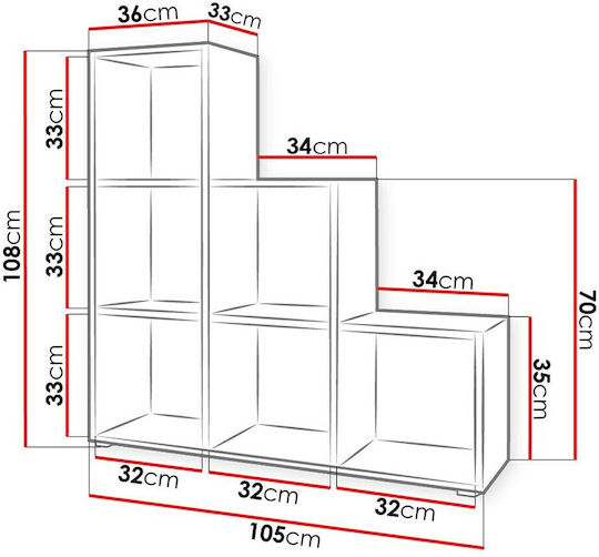 Βιβλιοθήκη Trio Λευκό 105x33x108εκ.