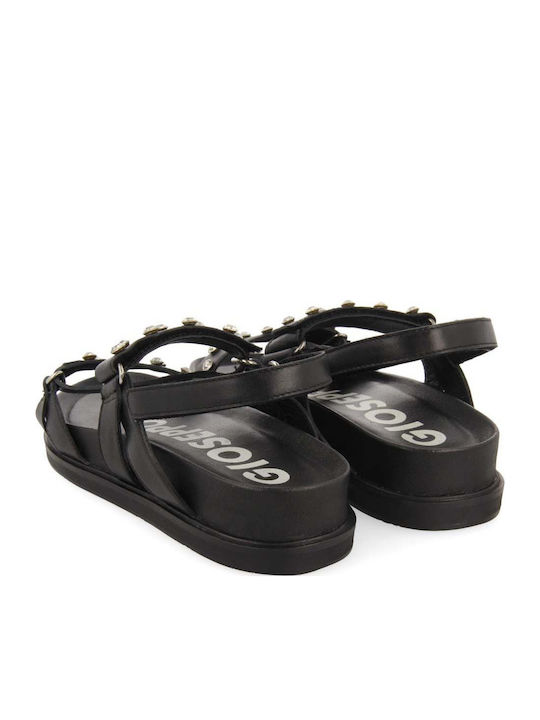 Gaeland Leather Women's Flat Sandals in Black Color