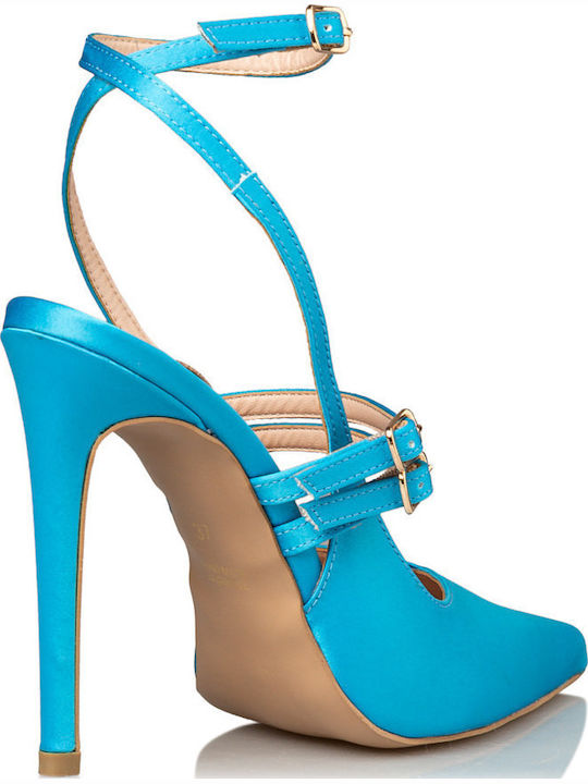 Pumps mit Stiletto-Absatz & Riemchen Blau