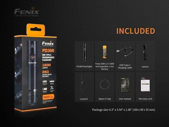 Fenix LED IP68 с Максимална Яркост 1600лм PD36R Черен