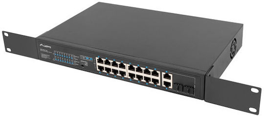 Lanberg RSFE-16P-2C-150 Unmanaged L2 PoE+ Switch με 16 Θύρες Gigabit (1Gbps) Ethernet και 2 SFP Θύρες