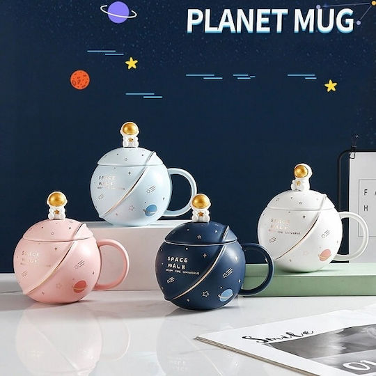 Planet Spacewalk Tasse Keramik mit Deckel Blau 400ml 1Stück