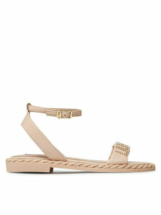 Liu Jo Pepita Leather Women's Flat Sandals in Pink Color