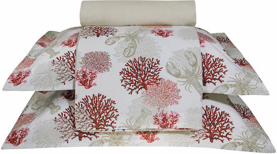 Greenwich Polo Club Комплект Плик за Завивка Памучен Кинг Сайз с 2 Калъфки 220x240 2120 Red / Cream