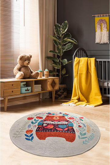 Beverly Hills Polo Club Kids Synthetic Rug Sweet Bear Round 140cm