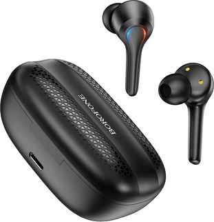 Borofone BW11 In-ear Bluetooth Handsfree Ακουστικά με Θήκη Φόρτισης Μαύρα
