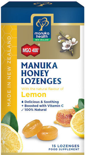 AM Health Manuka Honey Lozenges за Суха Кашлица без Глутен Лимон 65гр 15бр