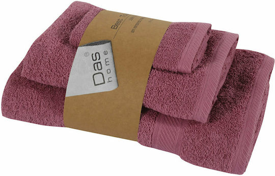 Das Home Комплект Кърпи за Баня 3бр Best 0599 Violet Тегло 480гр/кв.м