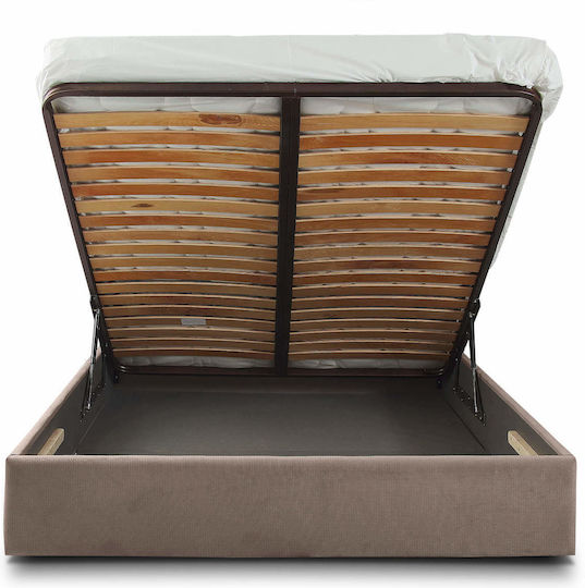 Famous Doppelbett Mit Stoff Mocha Mit Stauraum & Lattenrost Für Die Matratze 110x200cm