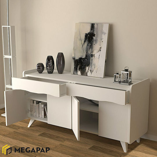 Μπουφές Sila Ξύλινος με Συρτάρια Λευκό 140x45x77cm