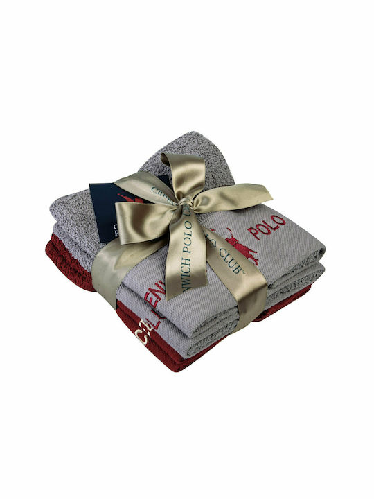 Greenwich Polo Club Set Prosoape de Baie 4buc 2670 Grey / Bordeaux Greutate 480gr/m²