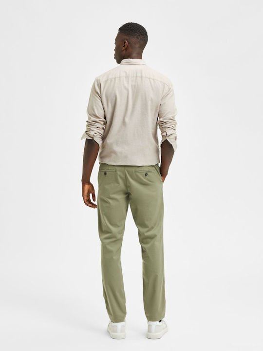 Selected Herrenhose Chino Elastisch in Slim Passform Deep Lichen Green