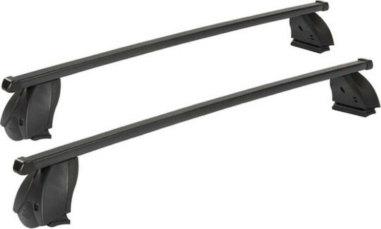 Cam Cam Car Roof Bars Metallic 112cm for Alfa Romeo Alfa 164 4D Set with Roof Rack Legs Black