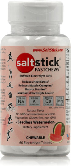SaltStick Fast Chews Seedless Watermelon 60 μασώμενες ταμπλέτες