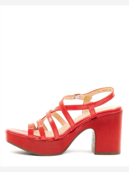 Wonders Leather Women's Sandals Lack V Red