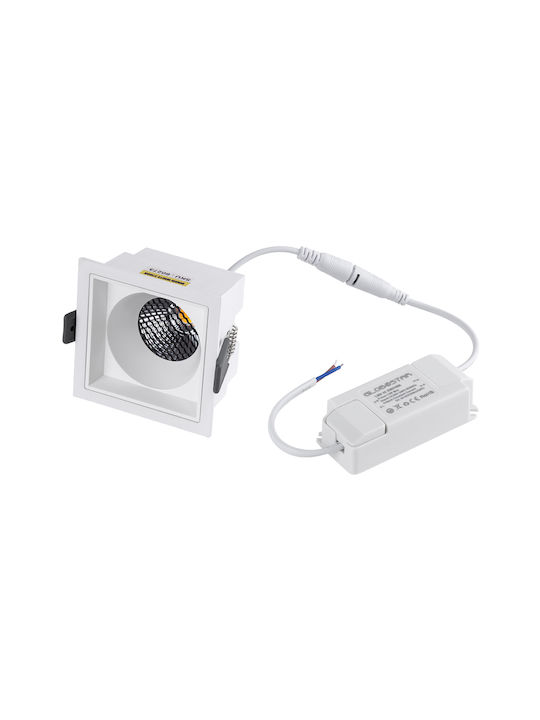 GloboStar Pluto M Pătrat Metalic Spot Încorporat cu LED Integrat și Lumină Alb Natural Alb 8.4x8.4cm. 1buc