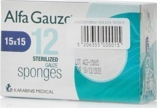 Alfashield AlfaGauze Sterile Medical Gauze 15x15cm 12 Pieces
