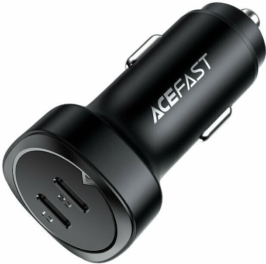 Acefast B2 Car Charger 72W Fast Charging with Ports 2xUSB Black Color
