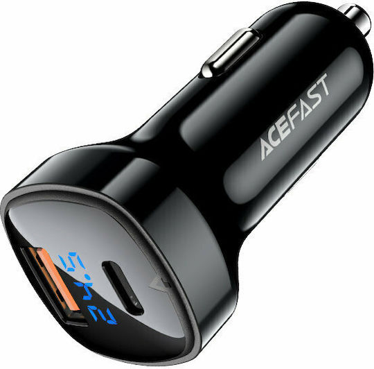 Acefast B4 Car Charger 66W Fast Charging with Ports 1xUSB 1xType-C Black Colour