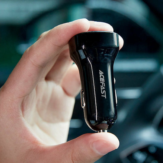 Acefast B4 Car Charger 66W Fast Charging with Ports 1xUSB 1xType-C Black Colour