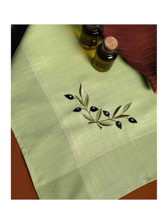 Silk Fashion Față de masă cu Broderie Bg23a Oval Green with Black Olive 160x250buc