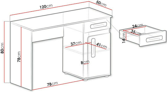Birou Pentru Copii Apetito Gri 120x50x80cm