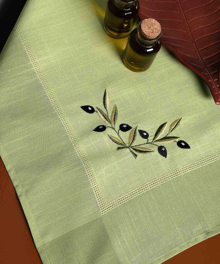 Silk Fashion Rotunda Bg23a with Embroidery Green with Black Olive Diameter 220cm