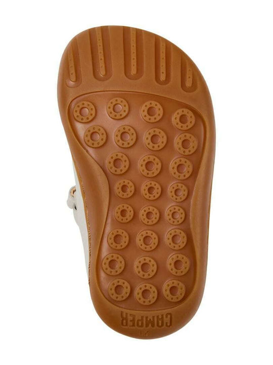 Kids Leather Ballerinas with Hoop & Loop Closure White