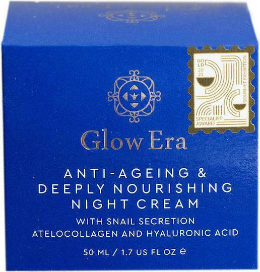 Glow Era Κρέμα Προσώπου Νυκτός για Ενυδάτωση & Αντιγήρανση με Υαλουρονικό Οξύ & Έκκριμα Σαλιγκαριού 50ml