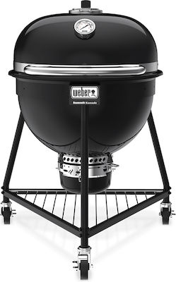 Weber Summit Kamado E6 Ανοξείδωτη Στρογγυλή Ψησταριά Κάρβουνου με Καπάκι και Ρόδες 61εκ.