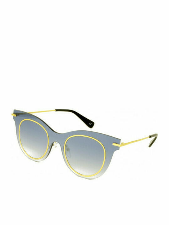 Charlie Max Milano MEDA GL-N32 Women's Sunglasses with Gold Metal Frame and Blue Mirror Lens