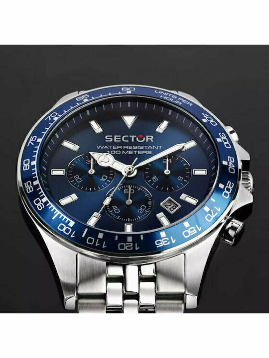 Sector 230 Chronograph Men's Watch 43mm Chronograph Battery with Silver Metal Bracelet