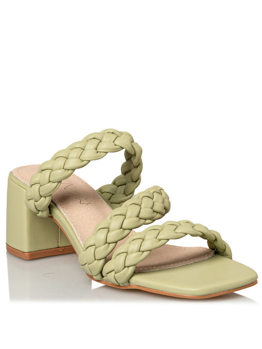 Envie Shoes Women's Sandals Green with Chunky Medium Heel