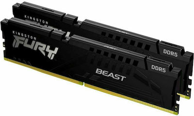 Kingston Fury Beast 16GB DDR5 RAM με 2 Modules (2x8GB) και Ταχύτητα 5600 για Desktop