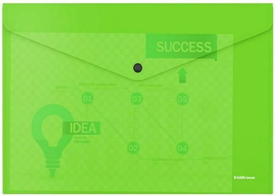ErichKrause Folder with Button for Paper A4 Green Glossy Vivid