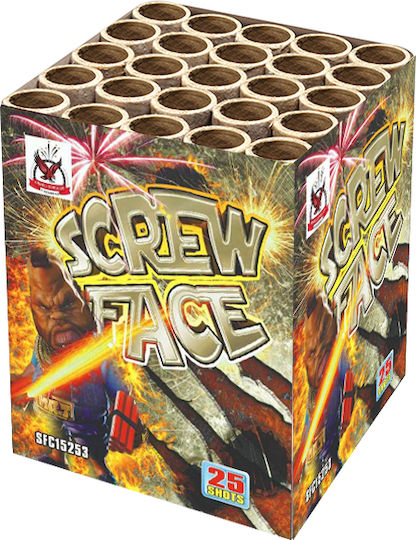 Kanellopoulos Fireworks Screw Face Aerial Firework with 25 Shots & Duration 22 Seconds Multicolour Fireworks 25 Shots