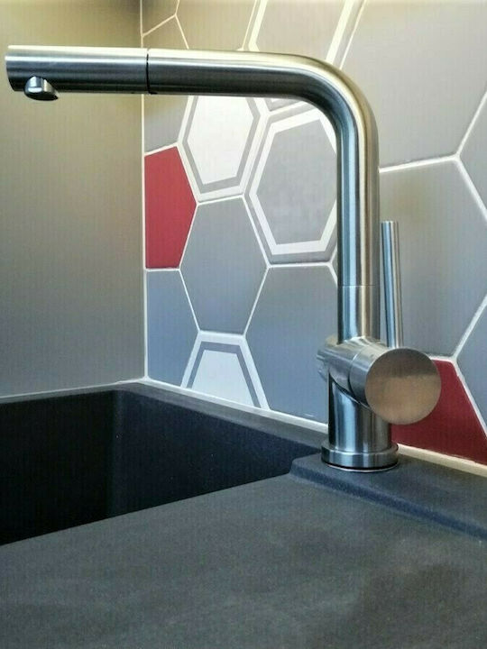 Swiss Aqua Technologies STNRZ285 Μπαταρία Κουζίνας Πάγκου με Ντουζ Inox Ασημί