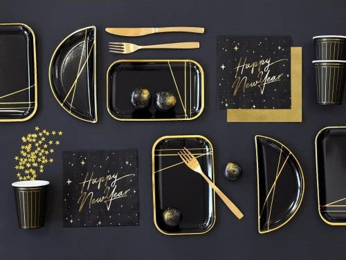 Happy New Year Napkins Black 33x33cm 20pcs
