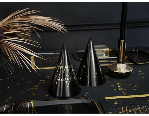 PartyDeco Happy New Year Black Gold