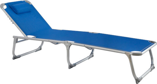 HomeMarkt Foldable Aluminum Beach Sunbed Blue with Pillow 188x58x28cm