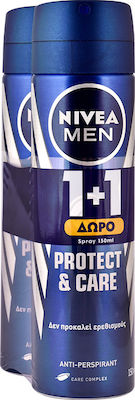 Nivea Men Protect & Care Anti-perspirant Αποσμητικό 48h σε Spray 2x150ml