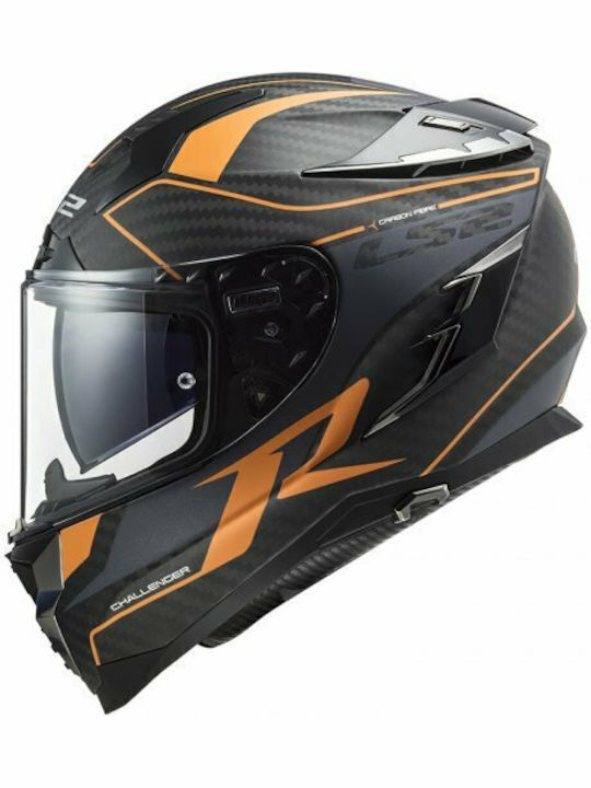 LS2 FF327 C Challenger Carbon Grid Matt Orange Motorradhelm Volles Gesicht ECE 22.05 1350gr 10327 72 51