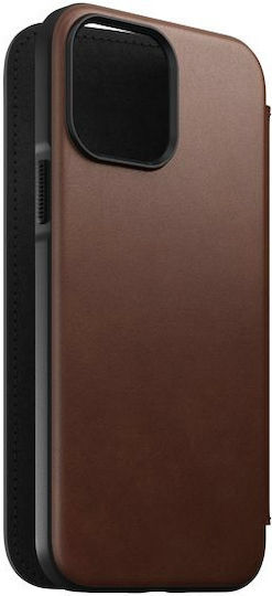 Nomad Rugged Rustic MagSafe Book Δερμάτινο 0.75mm Καφέ (iPhone 13 Pro)