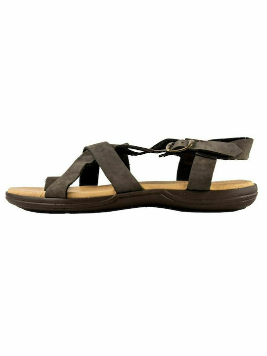 KOUROS LEATHER MEN'S SANDALS-8-15-BROWN DARK NUBUCK