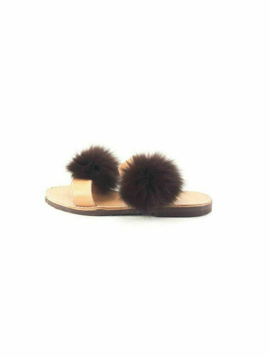 KOUROS-Leather Sandals Real Fox Fur-12-Natural