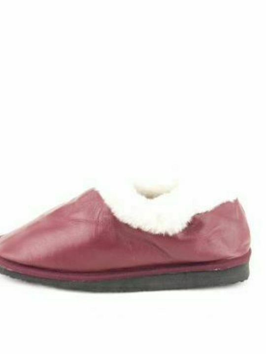 Papuci de casă Dalis Leather-Women's Leather Slippers Castoria Closed, Soft Leather - RED